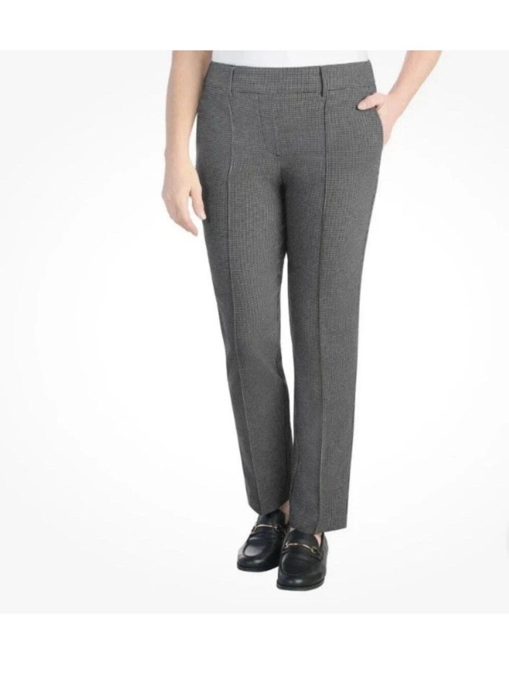 NWT Hilary Radley Women's XL Gray Black Pull-On Slim Leg Pants Mid Rise G2049